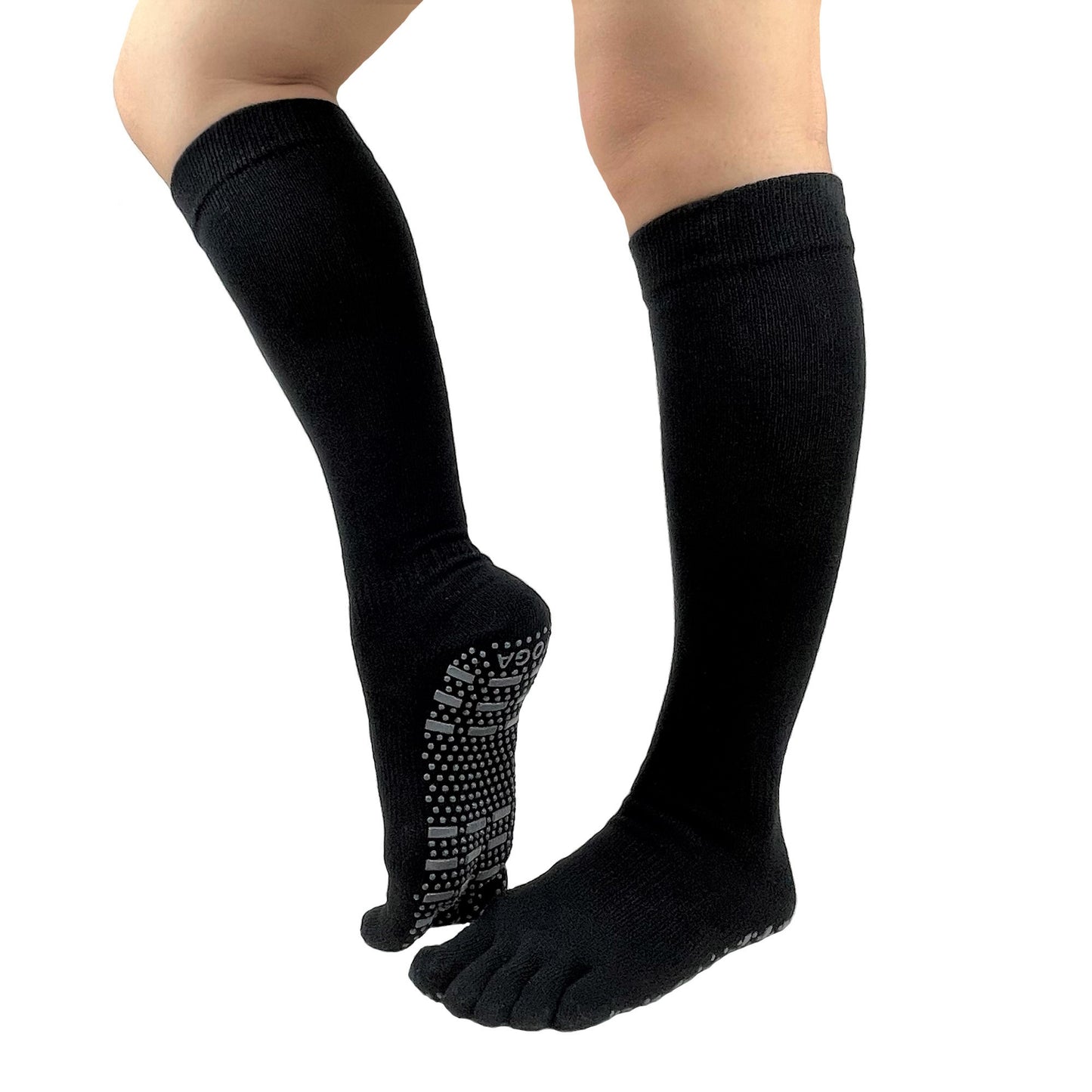 Women's Non Slip Knee Toe Socks with Grips for Yoga, Pilates, Barre and Ballet